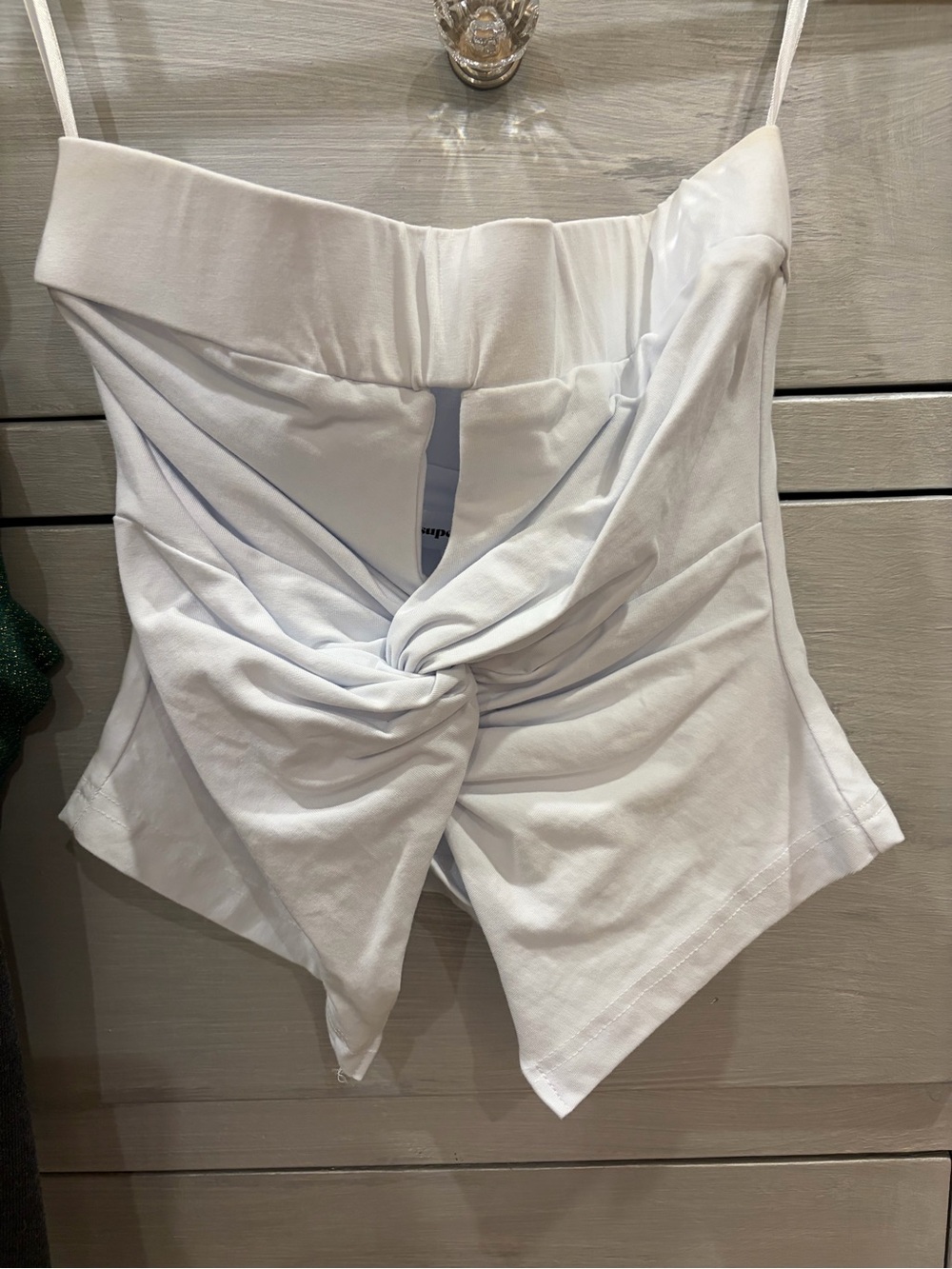 Superdown White Twist Front Strapless Top